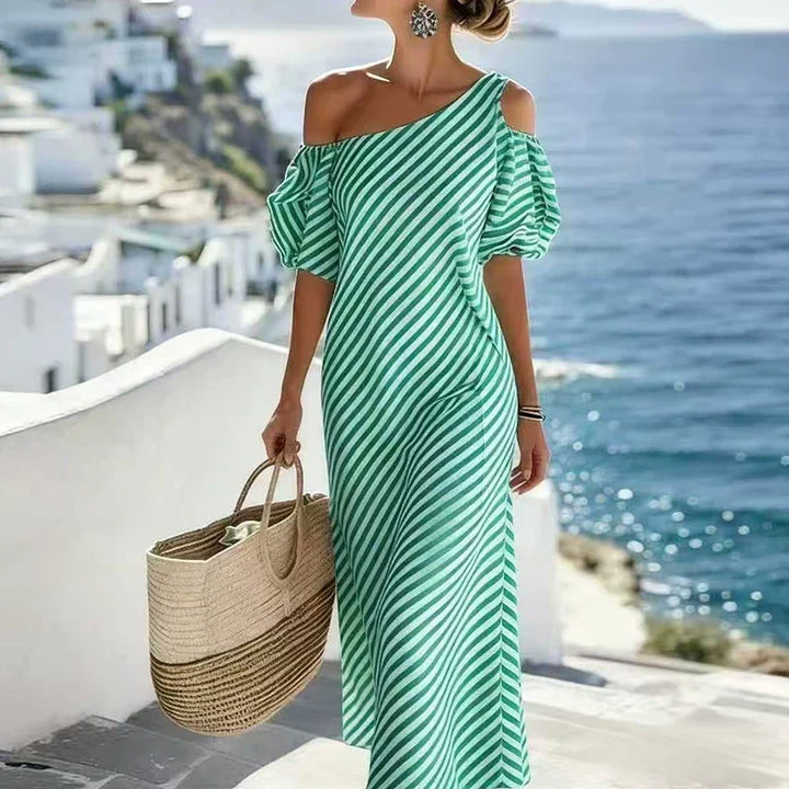 Lara Bohemian Striped One Shoulder Maxi Dress