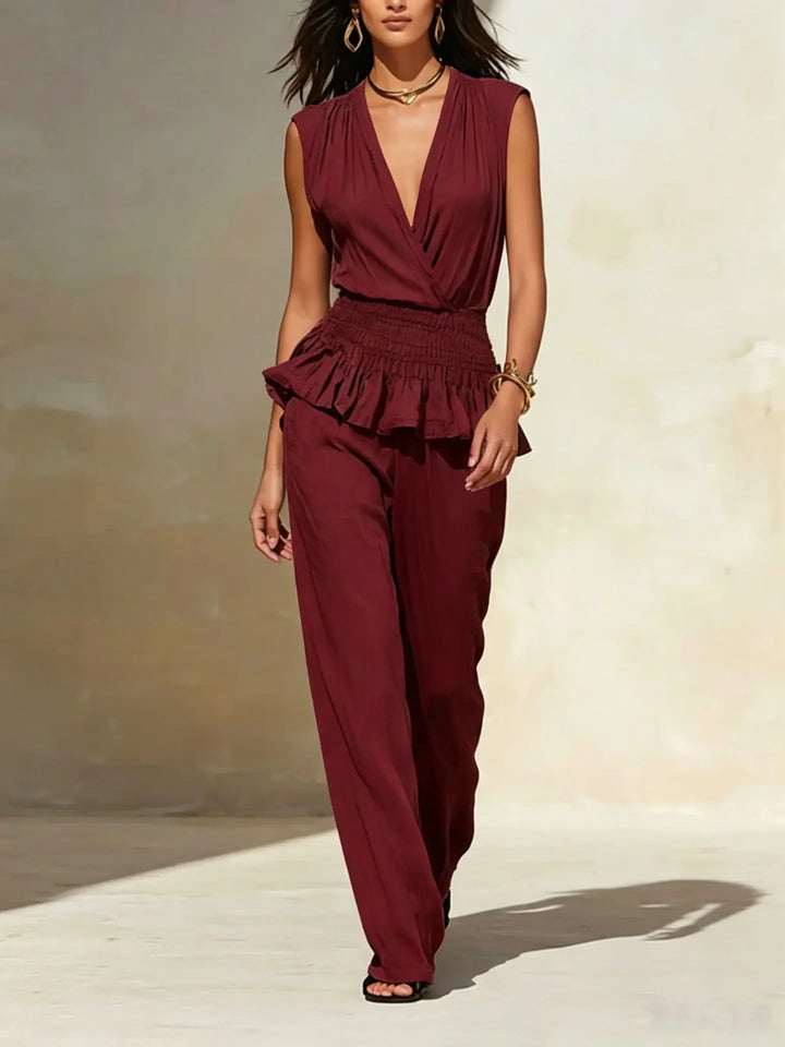 Perla Ruffle Peplum Jumpsuit
