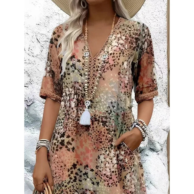 Clara Boho Printed Midi Dress