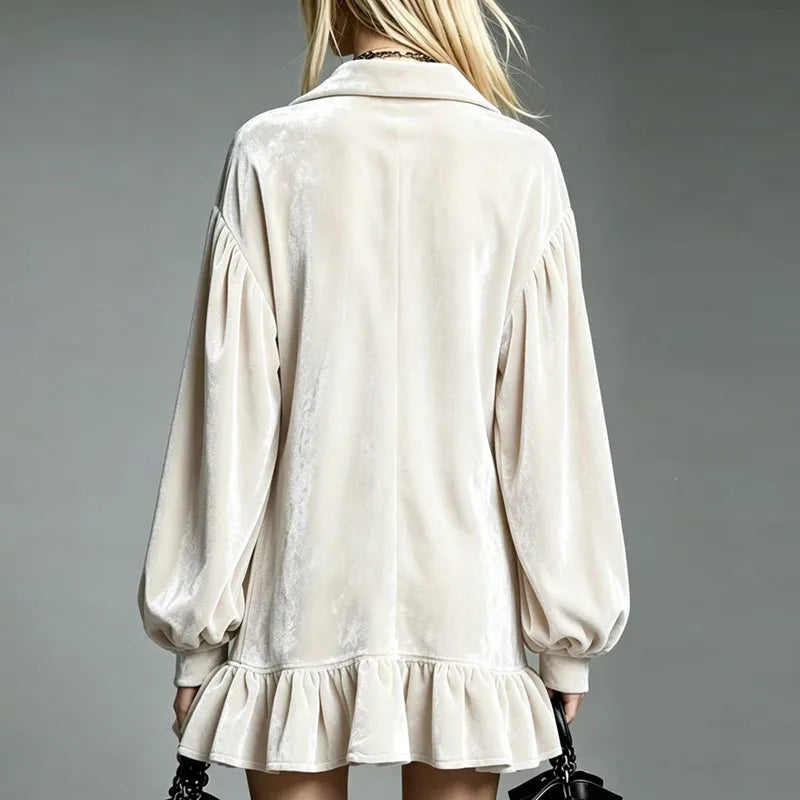 Andrea Velvet Ruffle Mini Dress