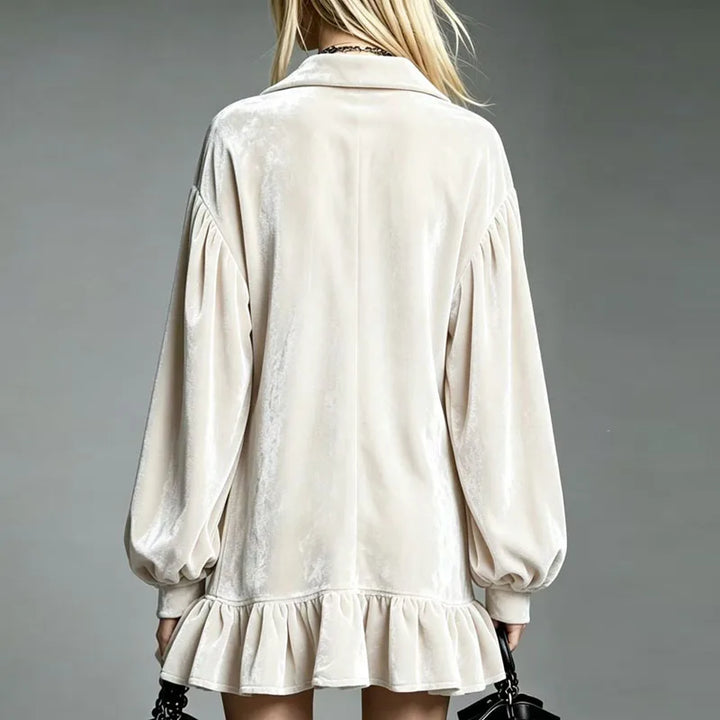 Andrea Velvet Ruffle Mini Dress