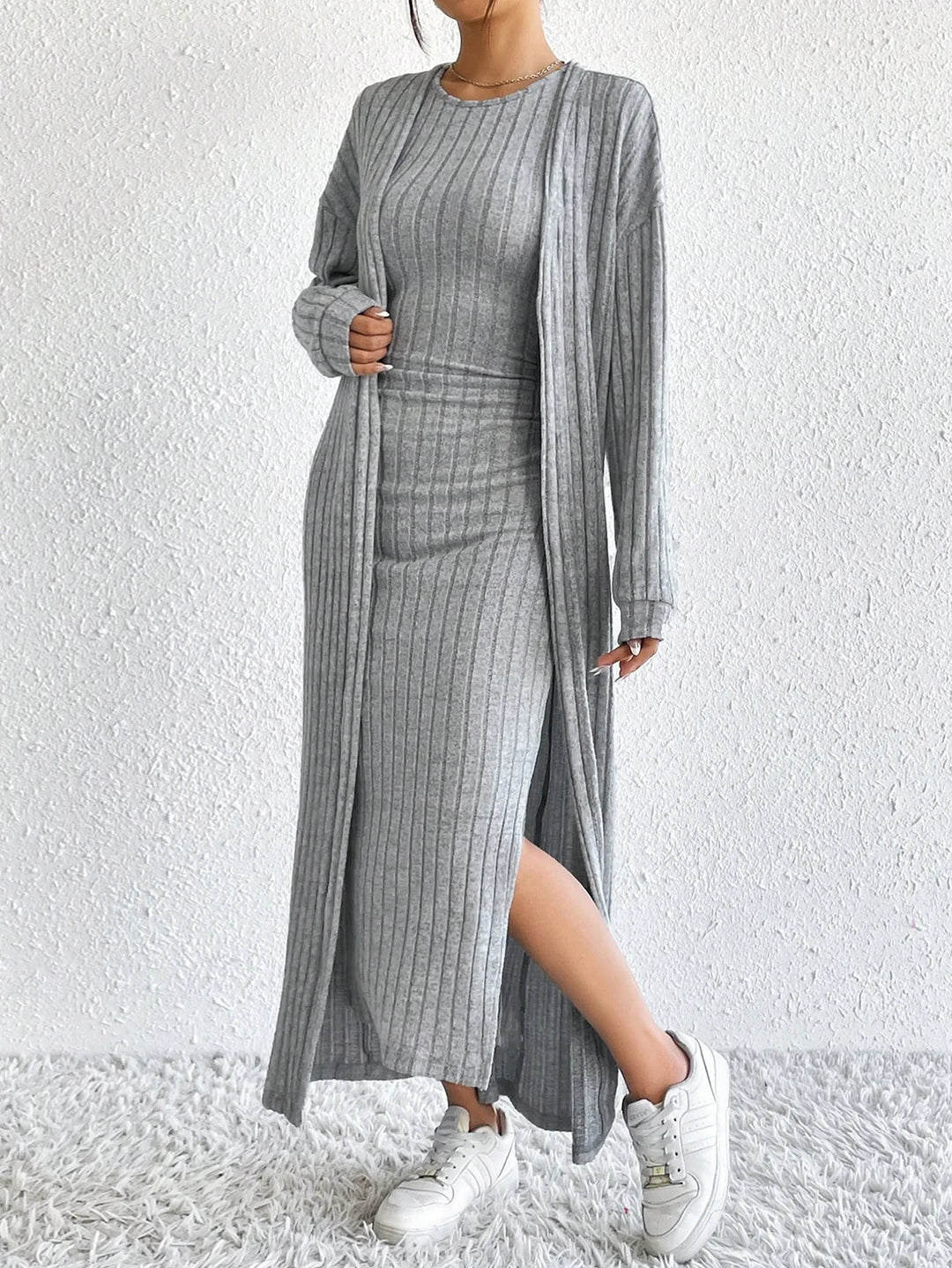 Sabrielle Ribbed Sheath Dress Set
