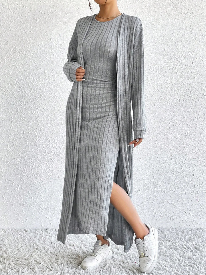 Sabrielle Ribbed Sheath Dress Set