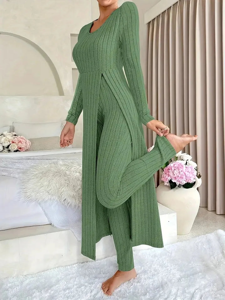 Celandine Ribbed Lounge Two Piece Set