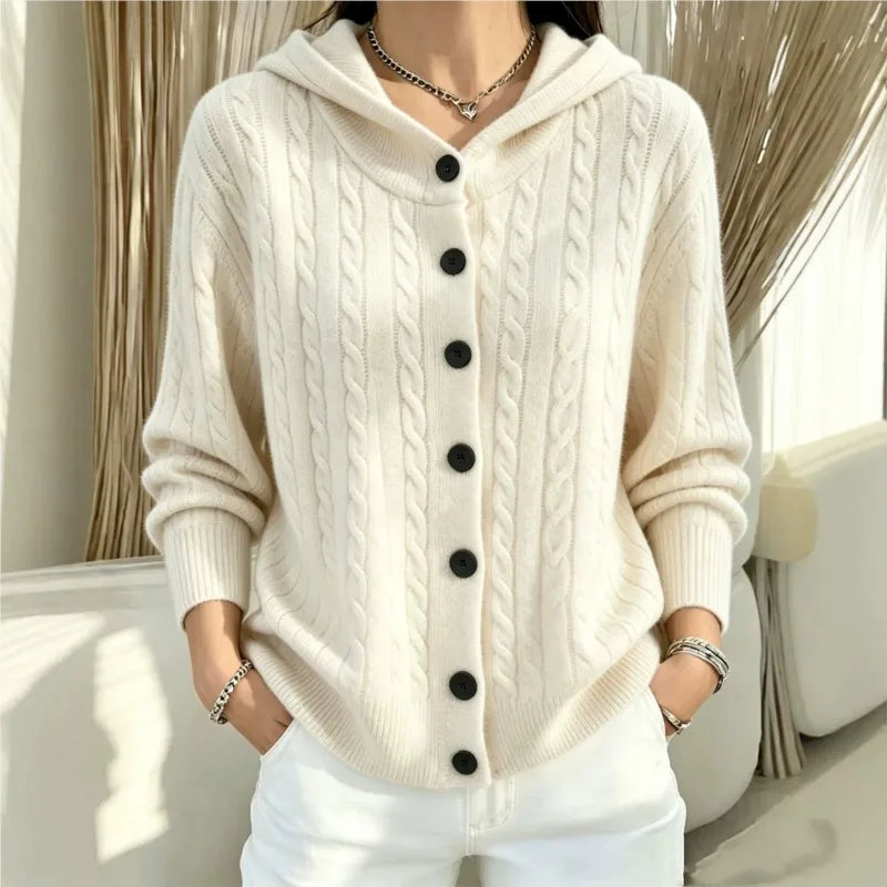 Marguerite Cable Knit Button Cardigan