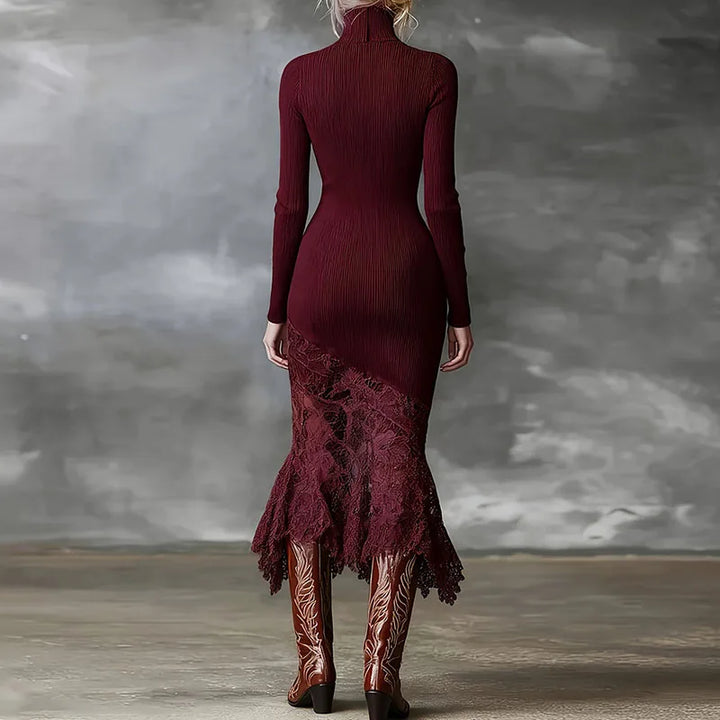 Novari Ribbed Turtleneck Dress
