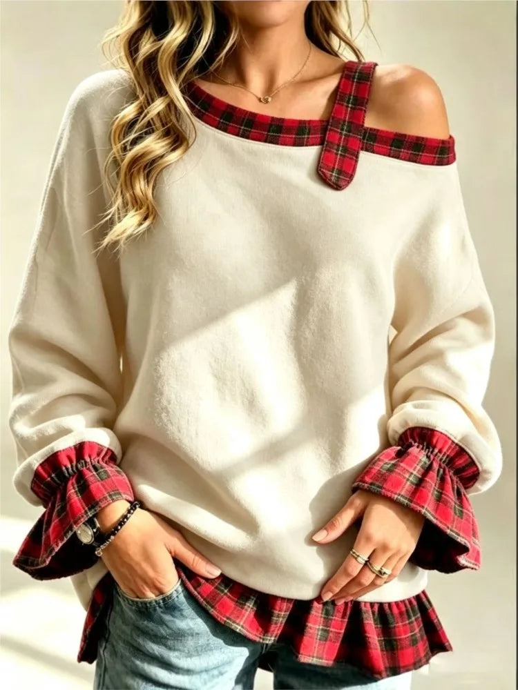 Harlow Plaid Trim Pullover