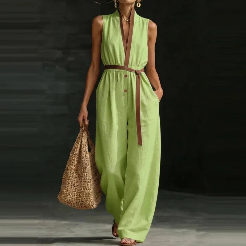Calina V Neck Wide Leg Jumpsuit