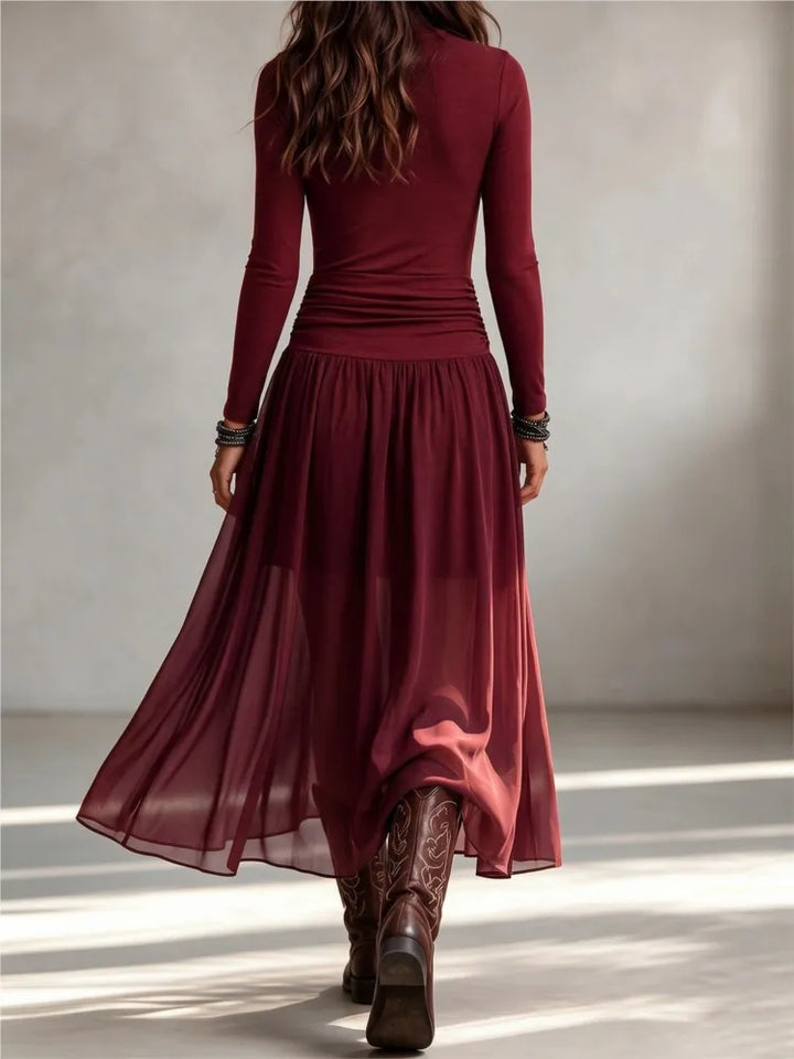 Manon Ruched Mock Neck Dress