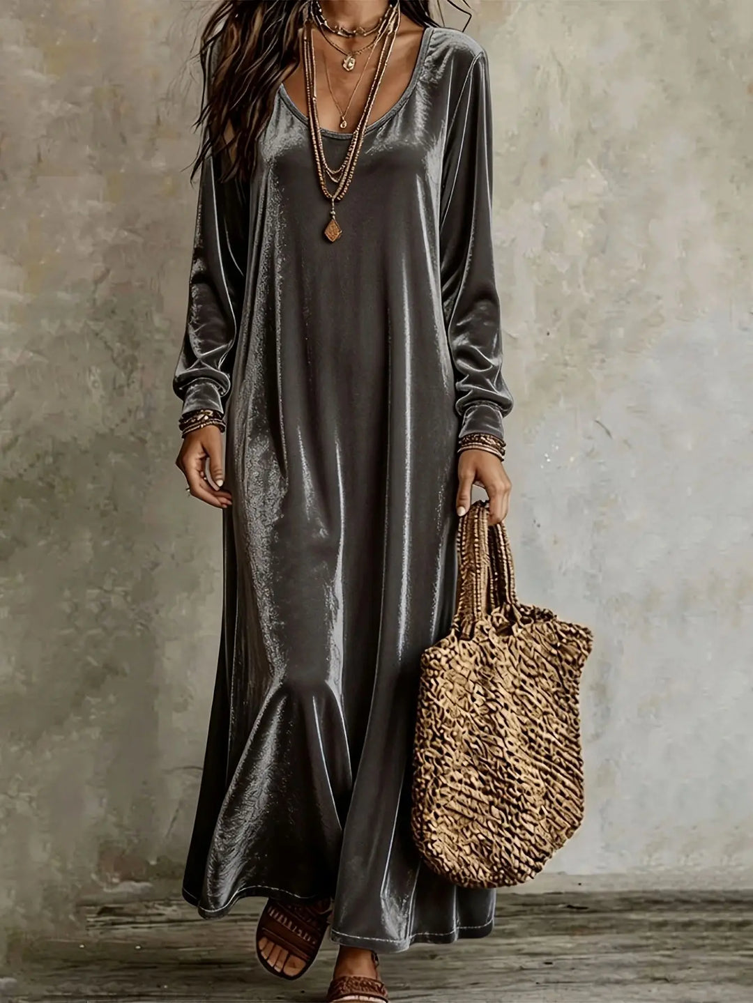 Aster Velvet Finish Maxi Dress