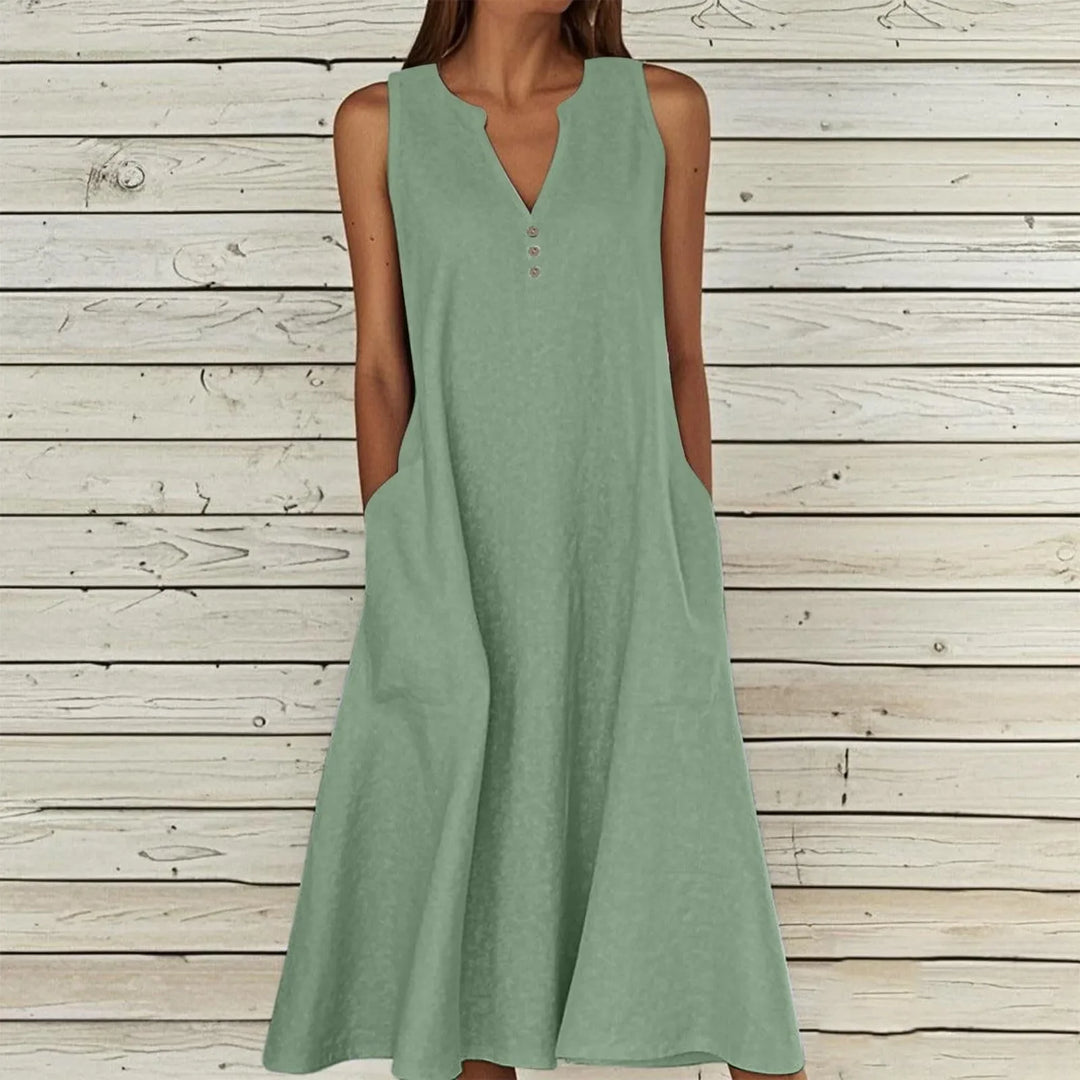 Avery Effortless V Neck Midi Dress