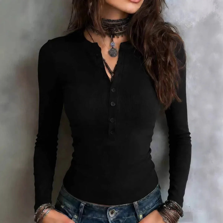 Marielle Ribbed Button Henley