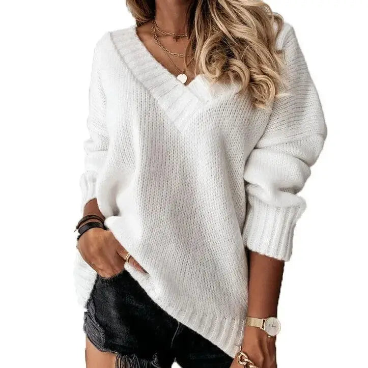 Delphina Ribbed V-Neck Sweater