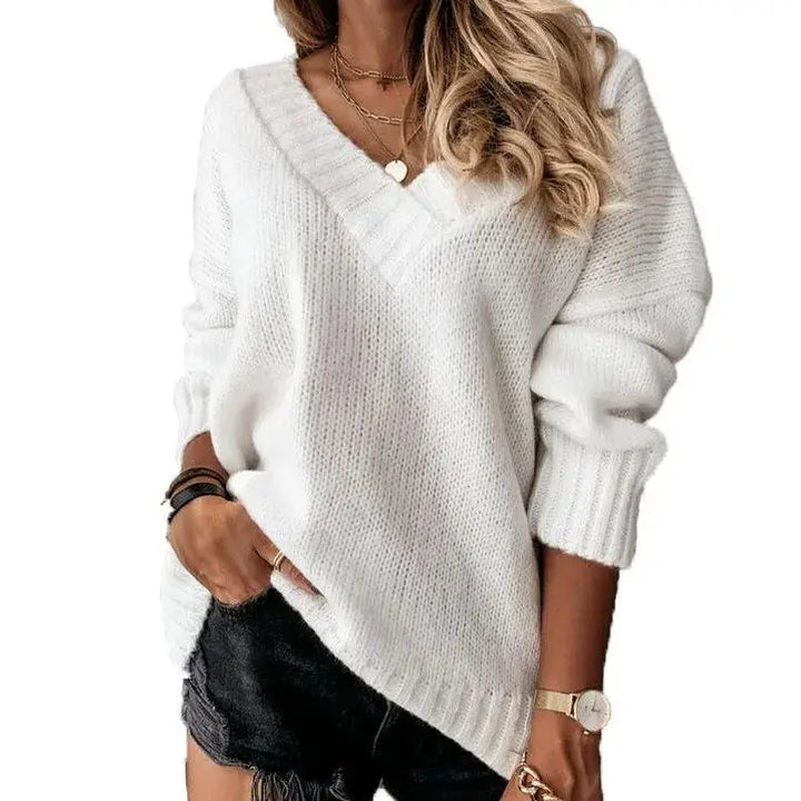 Delphina Ribbed V-Neck Sweater
