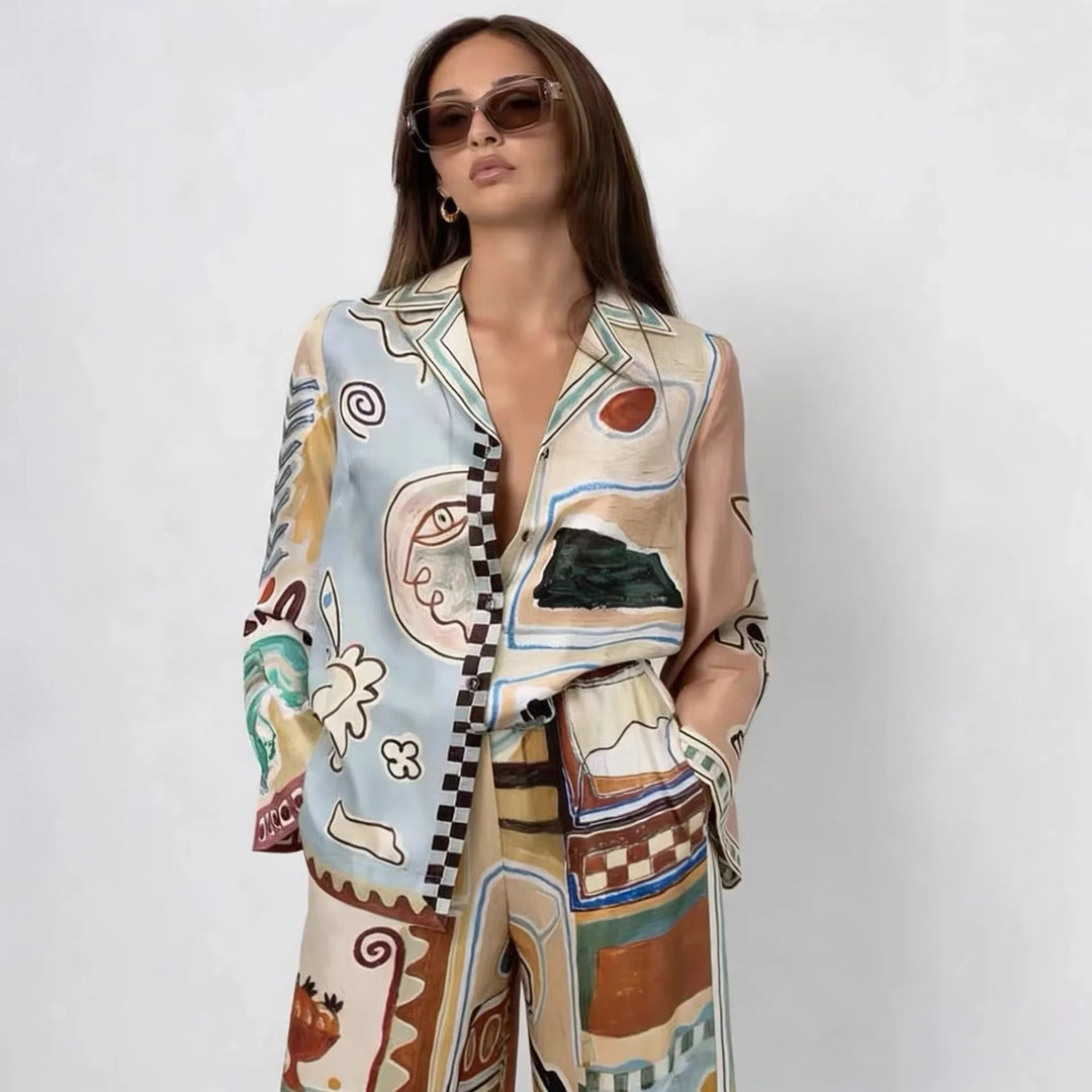 Bailey Abstract Print Trouser Set