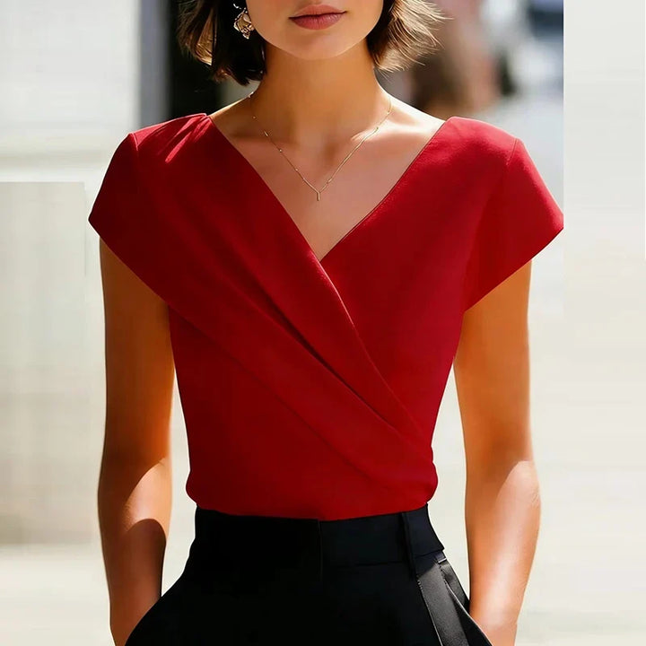 Amelia Wrap Front V Neck Blouse