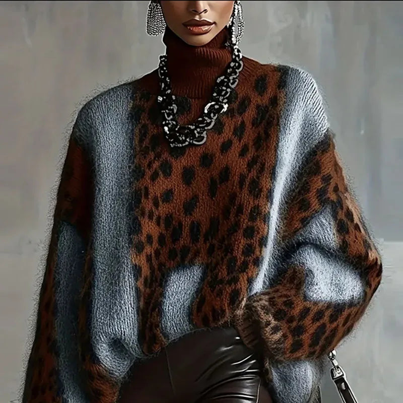 Reese Cozy Leopard Knit Sweater