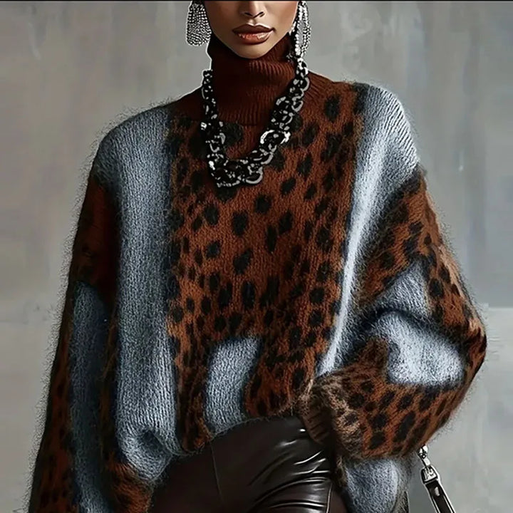 Reese Cozy Leopard Knit Sweater