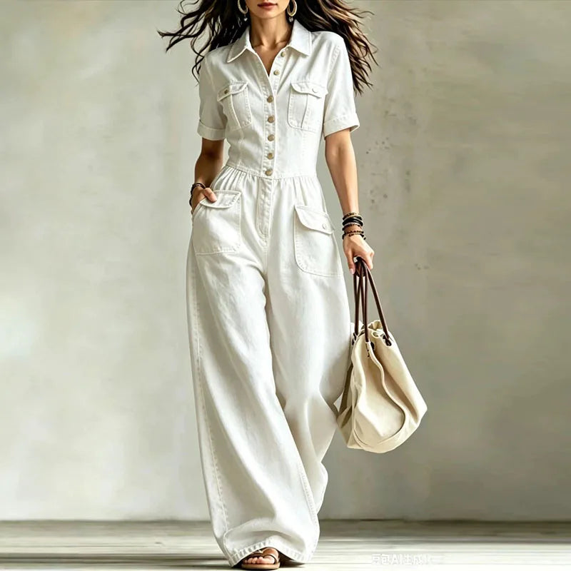 Phoebe Denim Wide Leg Jumpsuit