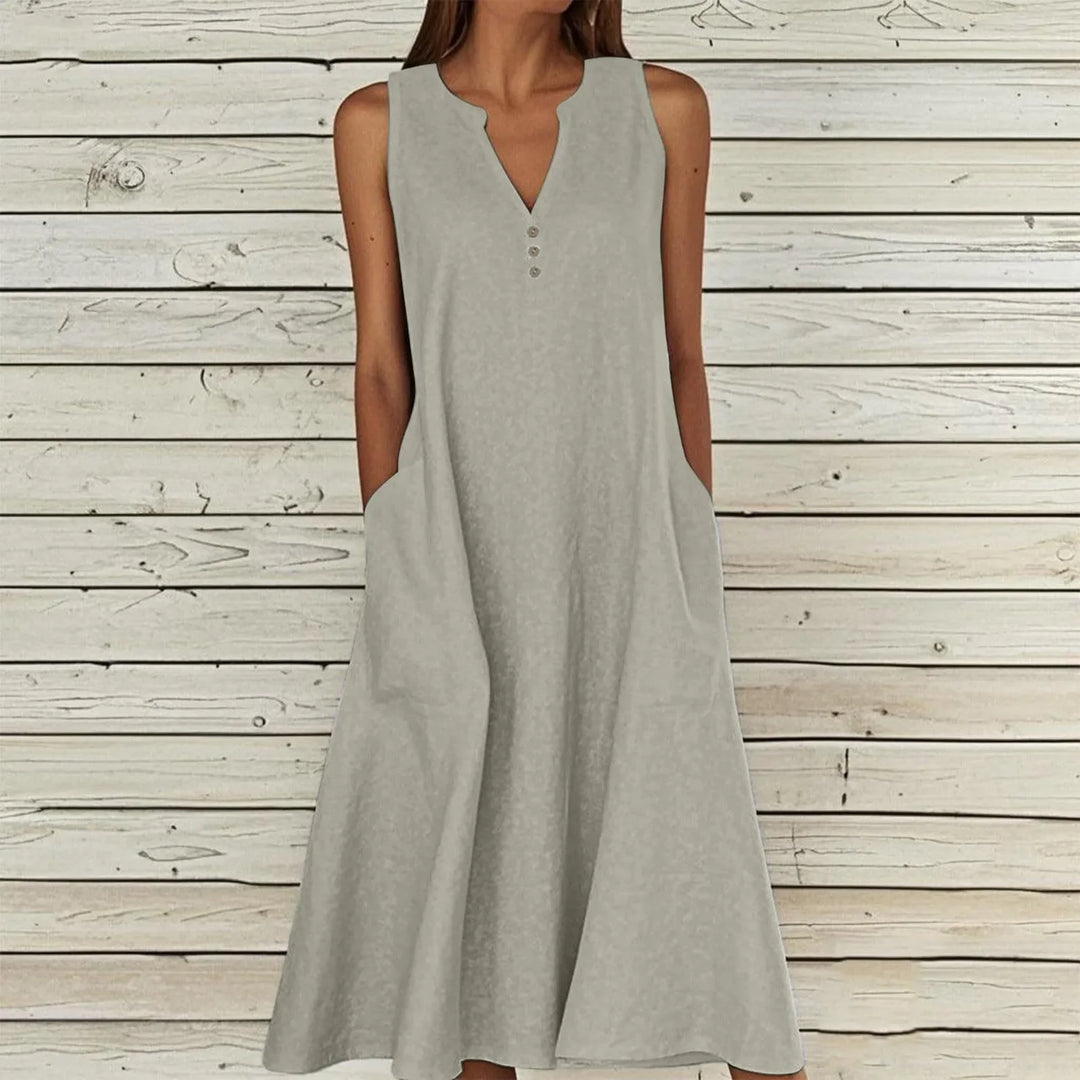 Avery Effortless V Neck Midi Dress