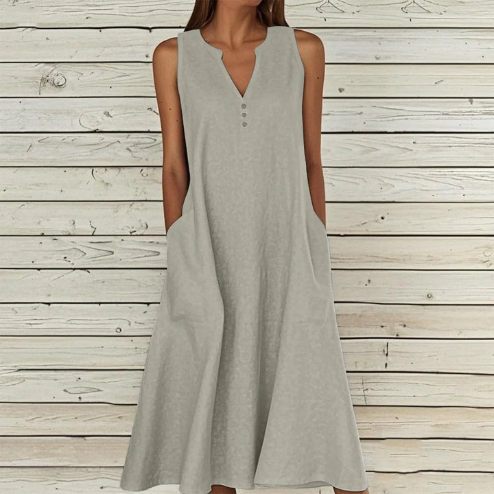 Avery Effortless V Neck Midi Dress