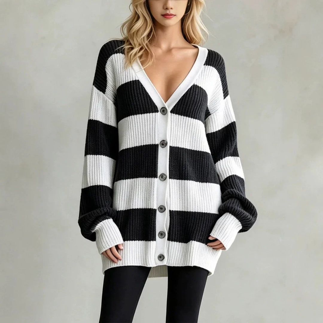 Priyanka Striped Knit Cardigan