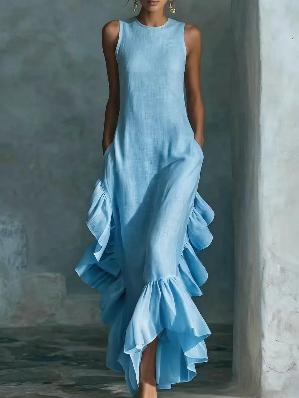 Clarissa Flowy Ruffle Maxi Dress