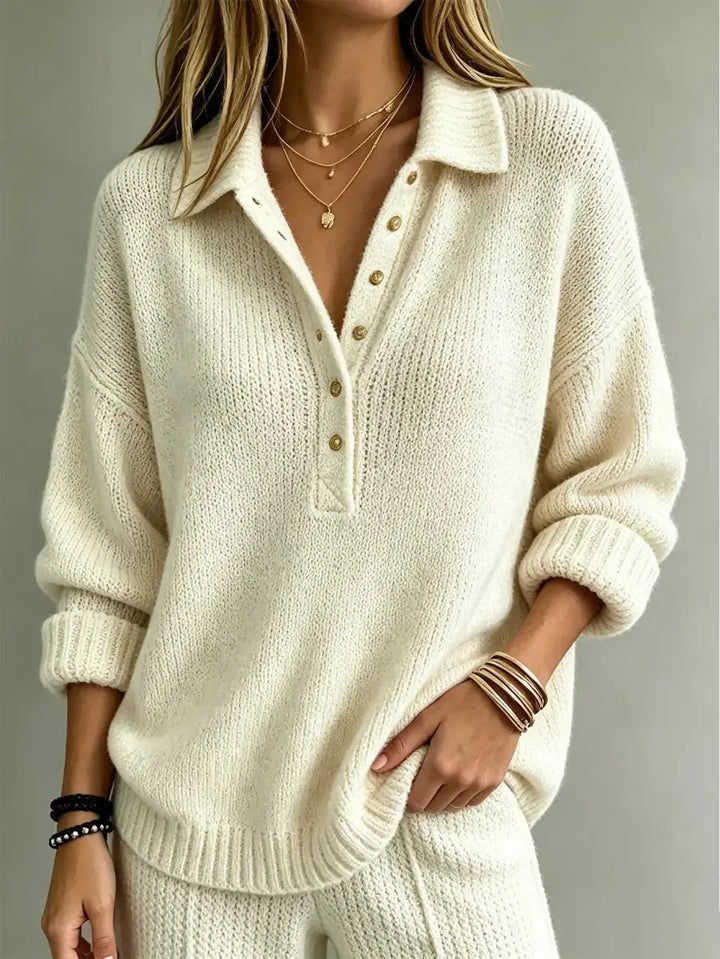 Hazel Button Neck Polo Sweater
