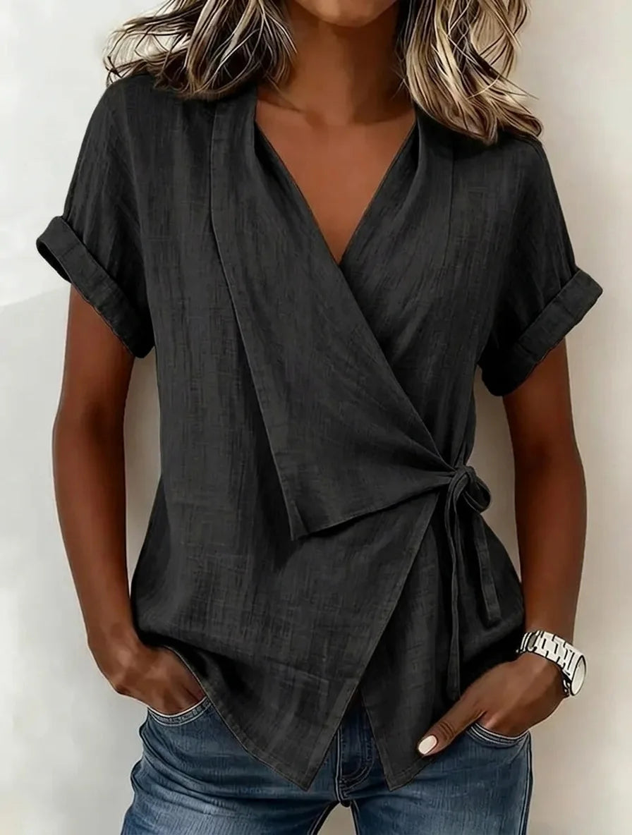 Estelle Asymmetrical Wrap Blouse