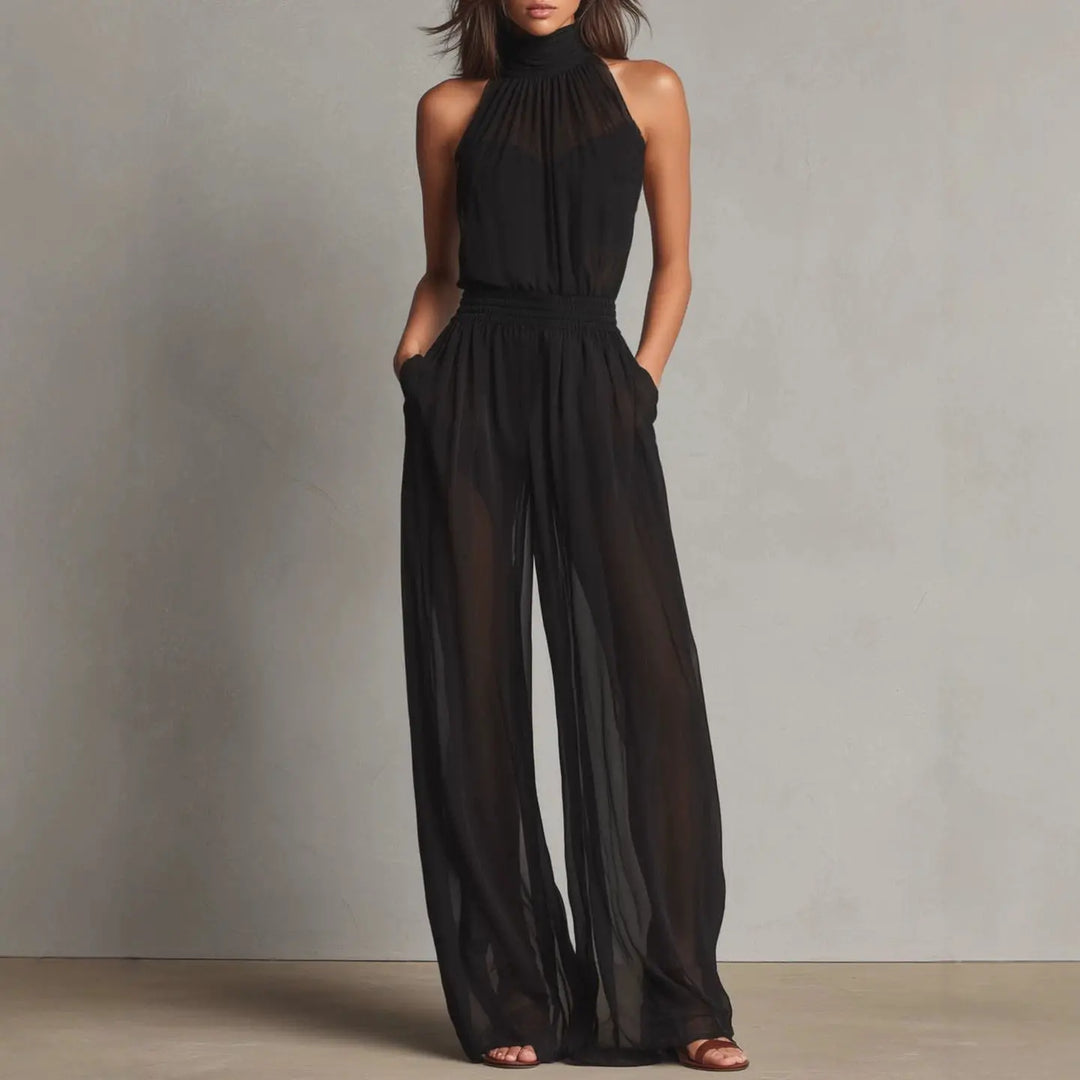 Diya Flowing Halter Wide Leg Jumpsuit