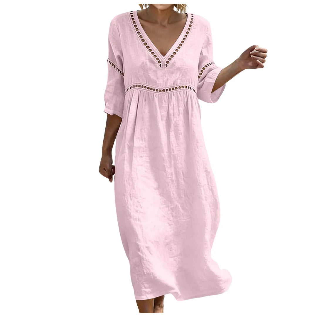 Galatea Embellished V Neck Boho Maxi Dress