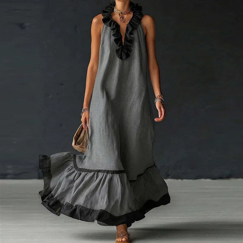 Ilyana Ruffle Trim Maxi Dress