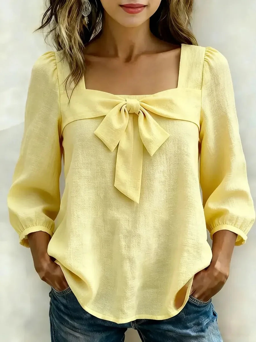 Tessa Soft Bow Detail Square Neck Blouse