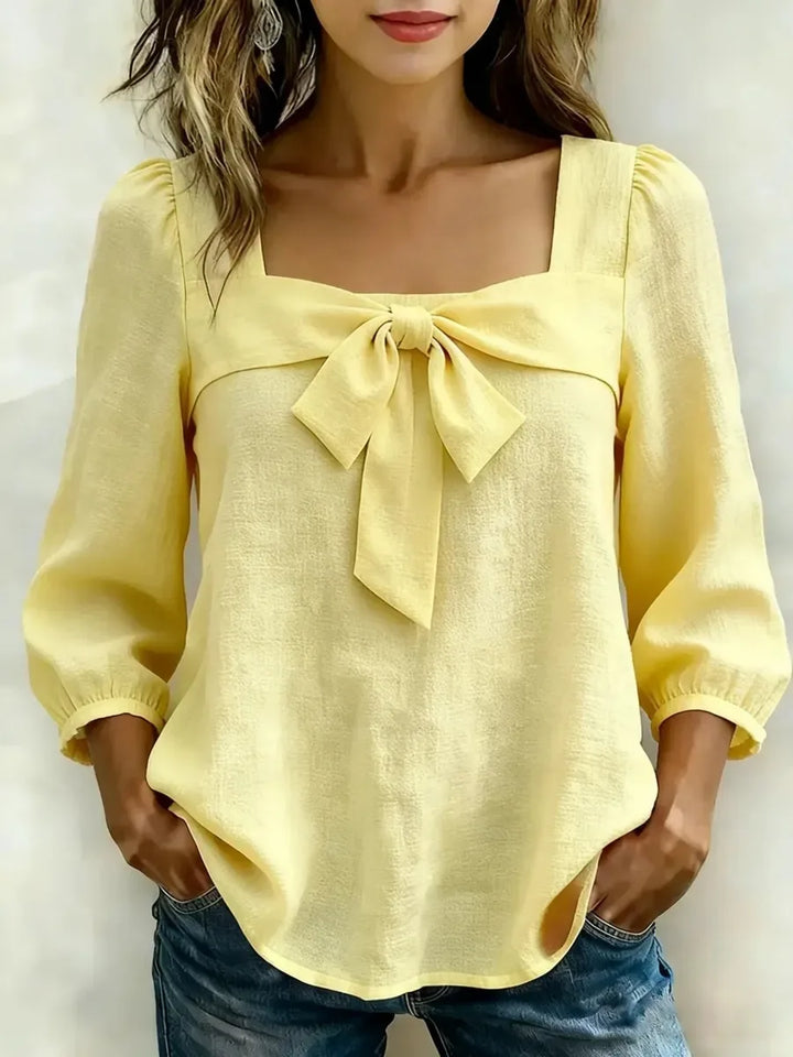 Tessa Soft Bow Detail Square Neck Blouse