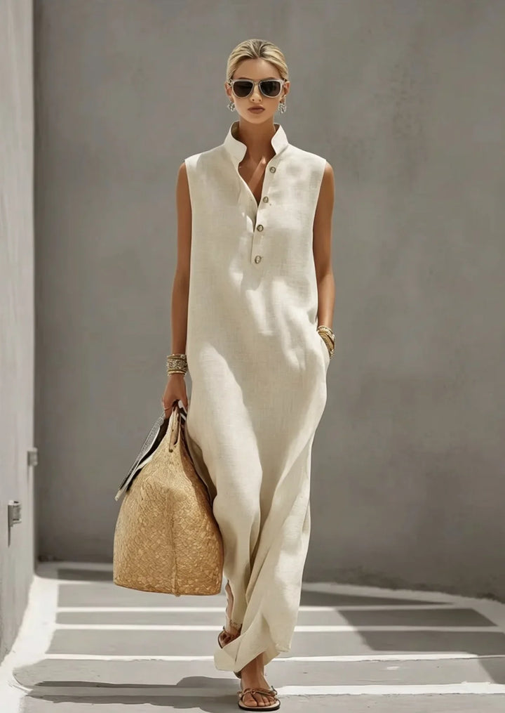 Ismerie Elegant Chic Linen Maxi Dress