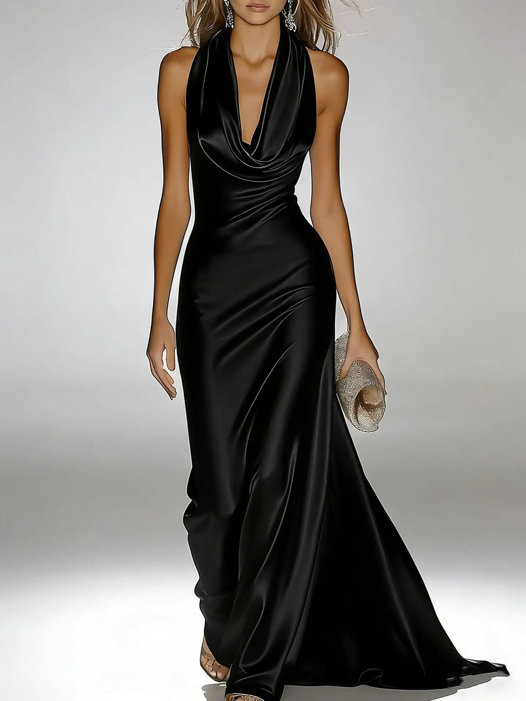 Narissa Satin Halter Maxi Dress