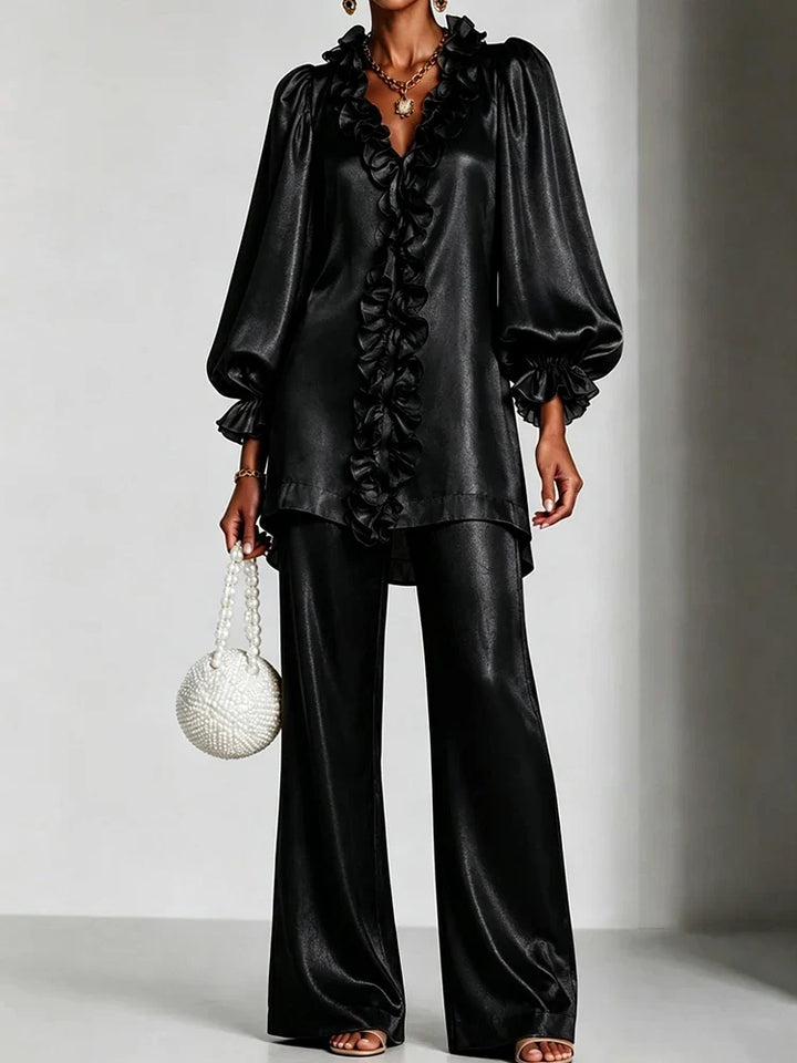 Emberlyn Ruffle V-Neck Set