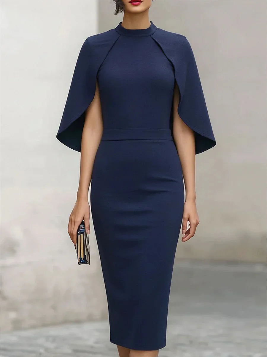 Bianca Cape Sleeve Semi Formal Dress
