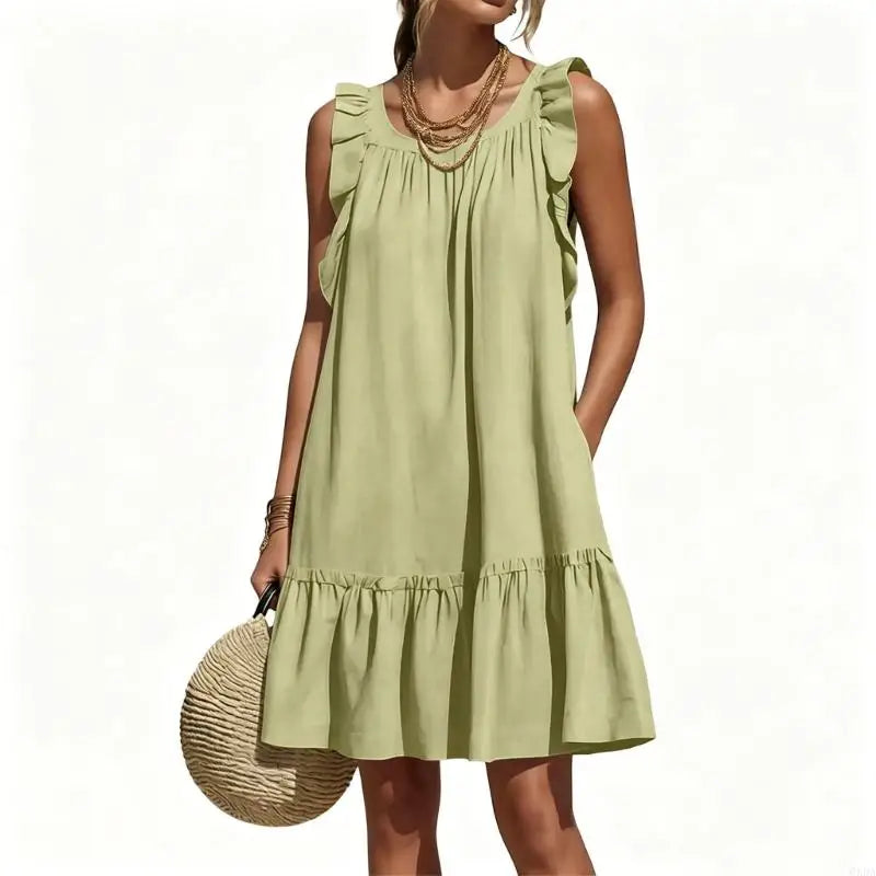 Cerelia Ruffle Sleeve V Neck Mini Dress