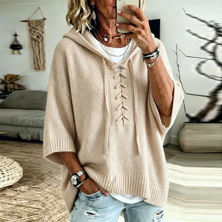 Ruby Lace Up Hooded Pullover