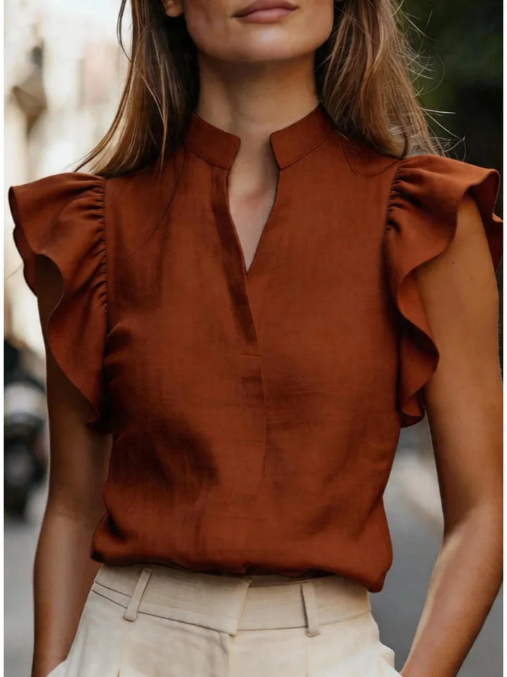 Elora  Ruffle Sleeve V Neck Blouse