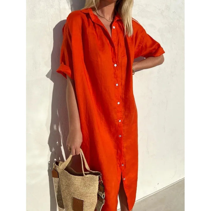 Leslie Button Front Midi Dress