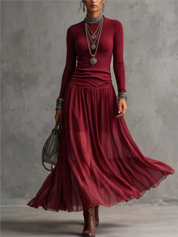 Manon Ruched Mock Neck Dress