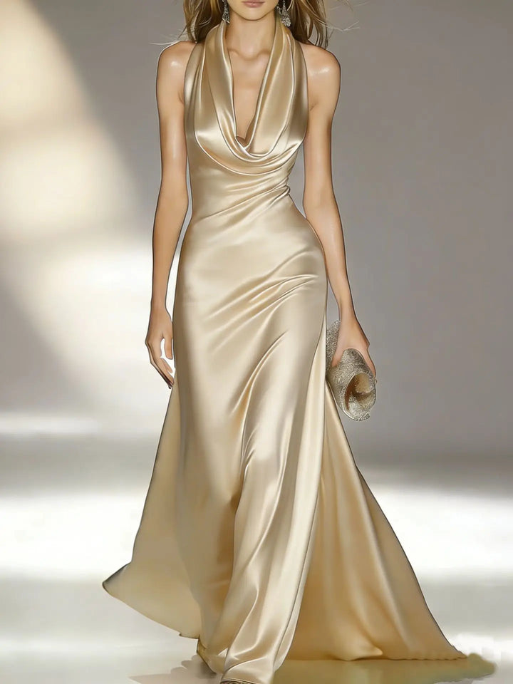 Narissa Satin Halter Maxi Dress