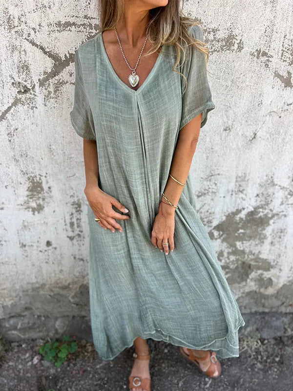 Emmalyn Casual V Neck Maxi Dress