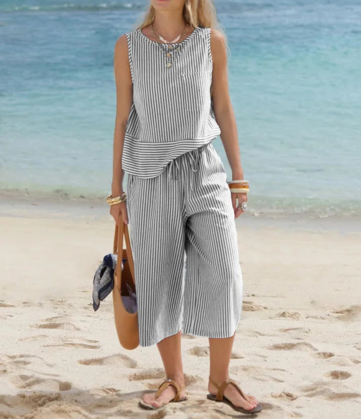 Miral Striped Cotton Casual Matching Set