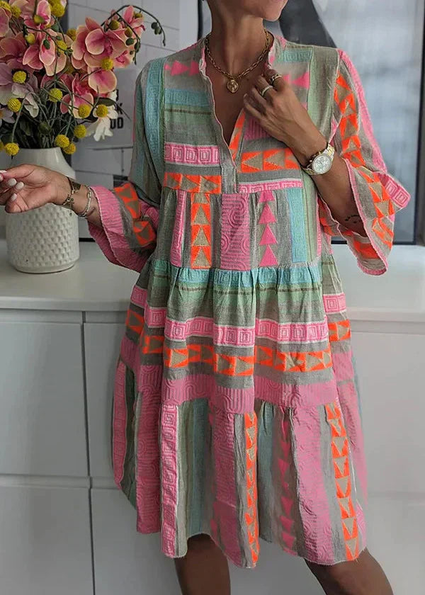 Genevra Elegant V-Neck Summer Dress