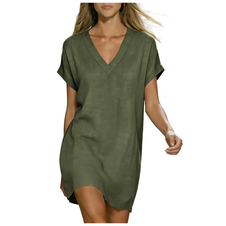Lucia V Neck Linen Shirt Dress