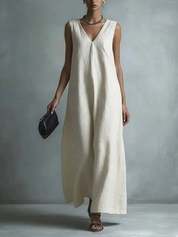 Oriana Breathable Cotton Linen Long Dress