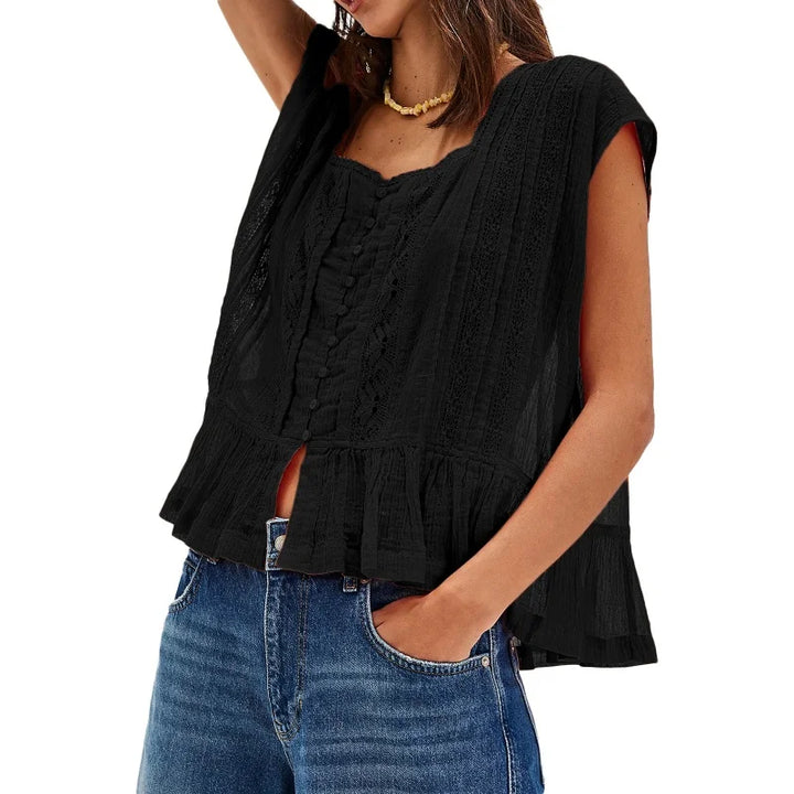 Sylvie Ruffle Hem Sleeveless Blouse